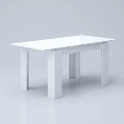 Garnero Arredamenti Tavoli Da Pranzo|Tavoli Allungabili-Tavolo 120/160cm allungabile moderno legno Atena Bianco Lucido
