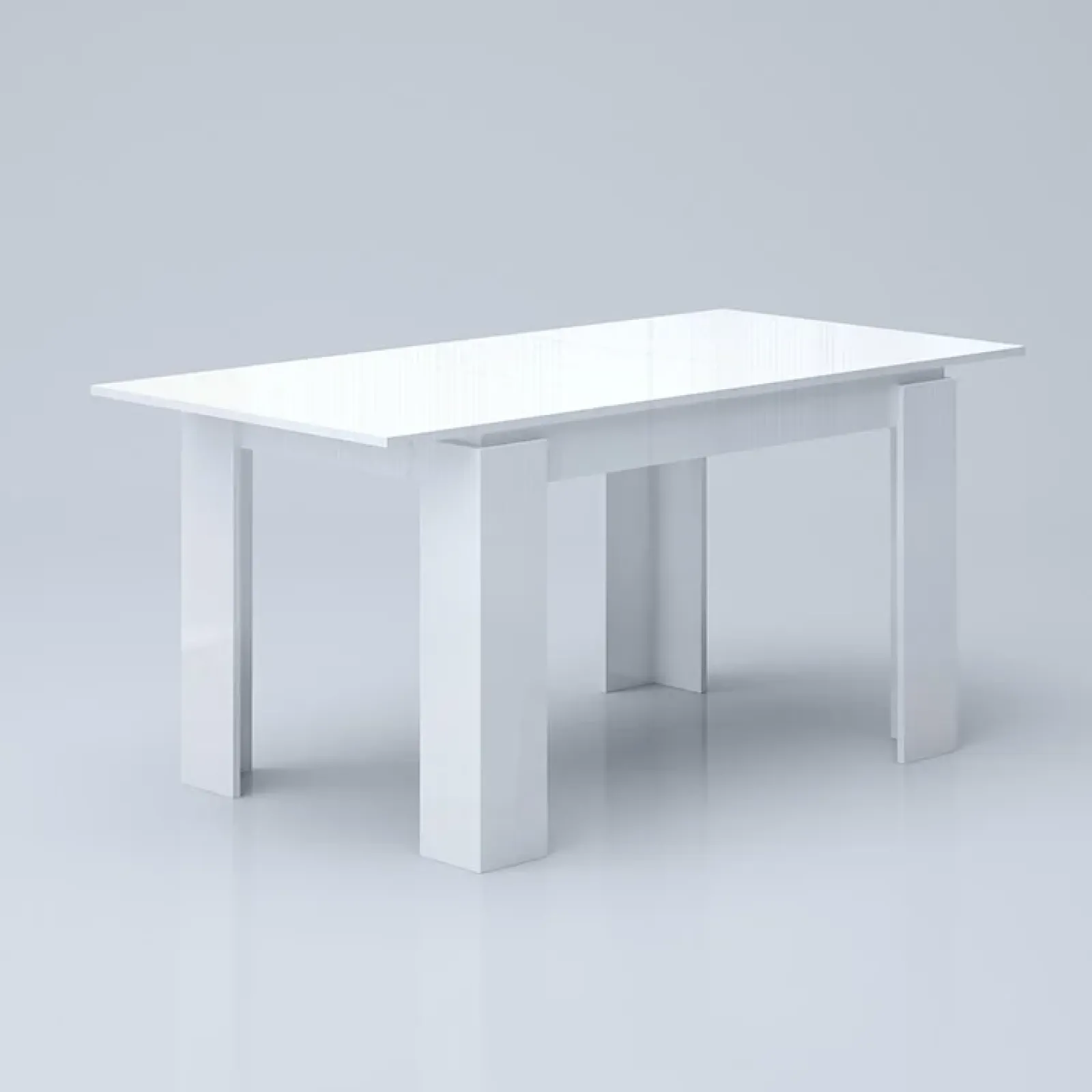 Garnero Arredamenti Tavoli Da Pranzo|Tavoli Allungabili-Tavolo 120/160cm allungabile moderno legno Atena Bianco Lucido