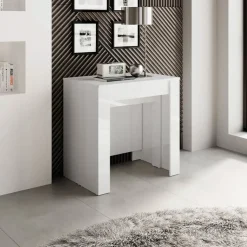 Garnero Arredamenti Consolle Allungabili|Consolle Allungabile-Tavolo 54/252cm allungabile moderno Violette Bianco Lucido