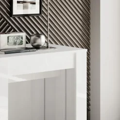 Garnero Arredamenti Consolle Allungabili|Consolle Allungabile-Tavolo 54/252cm allungabile moderno Violette Bianco Lucido