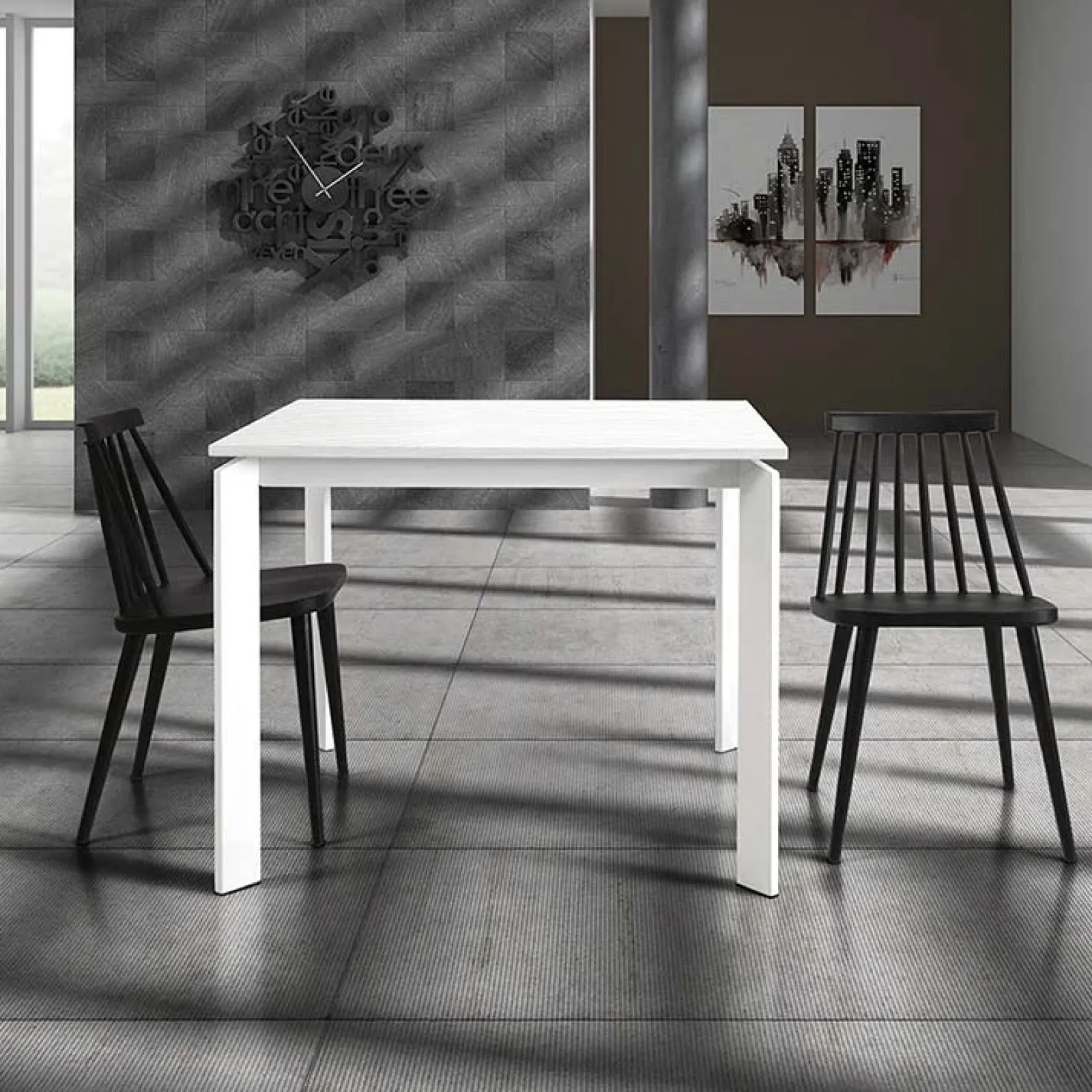 Garnero Arredamenti Tavoli Da Pranzo|Tavoli Allungabili-Tavolo 90/150cm allungabile moderno bianco frassinato Dylan Gihome®