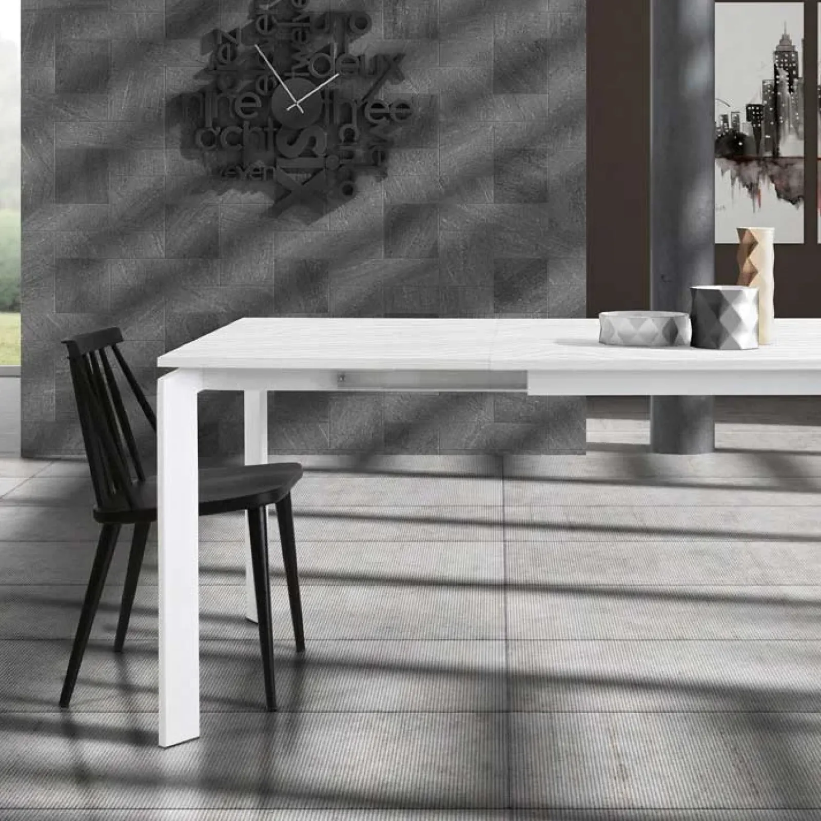 Garnero Arredamenti Tavoli Da Pranzo|Tavoli Allungabili-Tavolo 90/150cm allungabile moderno bianco frassinato Dylan Gihome®