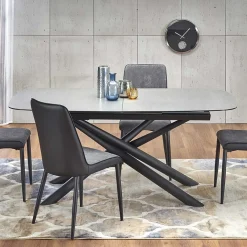 Garnero Arredamenti Tavoli In Vetro|Tavoli Da Pranzo-Tavolo 180/240cm allungabile moderno grigio scuro nero Uruk