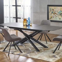 Garnero Arredamenti Tavoli In Vetro|Tavoli Da Pranzo-Tavolo 180/240cm allungabile moderno grigio scuro nero Uruk