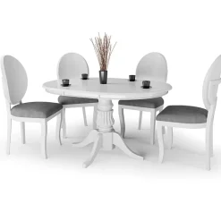 Garnero Arredamenti Tavoli In Legno|Tavoli Da Pranzo-Tavolo 90/124cm allungabile rotondo moderno bianco Circle Bianco Opaco