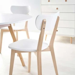 Garnero Arredamenti Tavoli Laccati|Tavoli Da Pranzo-Tavolo 102/142cm allungabile rotondo bianco opaco rovere Medina Bianco Opaco - Rovere