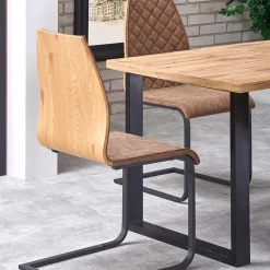 Garnero Arredamenti Tavoli In Legno|Tavoli Da Pranzo-Tavolo 135/185cm allungabile rovere miele nodato nero Murten