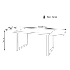 Garnero Arredamenti Tavoli In Legno|Tavoli Da Pranzo-Tavolo 160/250cm allungabile rovere nodato acciaio nero Cardiff