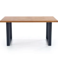 Garnero Arredamenti Tavoli In Legno|Tavoli Da Pranzo-Tavolo 160/250cm allungabile rovere nodato acciaio nero Cardiff