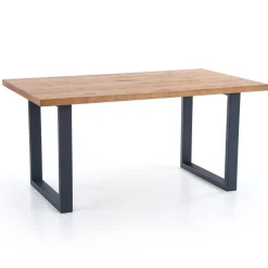 Garnero Arredamenti Tavoli In Legno|Tavoli Da Pranzo-Tavolo 160/250cm allungabile rovere nodato acciaio nero Cardiff