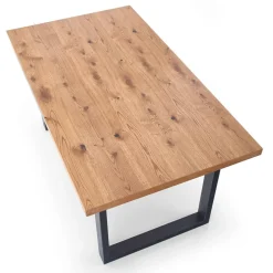 Garnero Arredamenti Tavoli In Legno|Tavoli Da Pranzo-Tavolo 160/250cm allungabile rovere nodato acciaio nero Cardiff