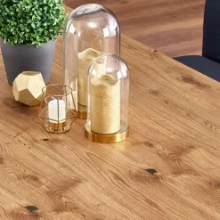 Garnero Arredamenti Tavoli In Legno|Tavoli Da Pranzo-Tavolo 160/250cm allungabile rovere nodato acciaio nero Cardiff