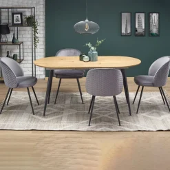 Garnero Arredamenti Tavoli In Legno|Tavoli Da Pranzo-Tavolo 120/160cm allungabile rovere naturale nero Oreon