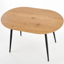 Garnero Arredamenti Tavoli In Legno|Tavoli Da Pranzo-Tavolo 120/160cm allungabile rovere naturale nero Oreon