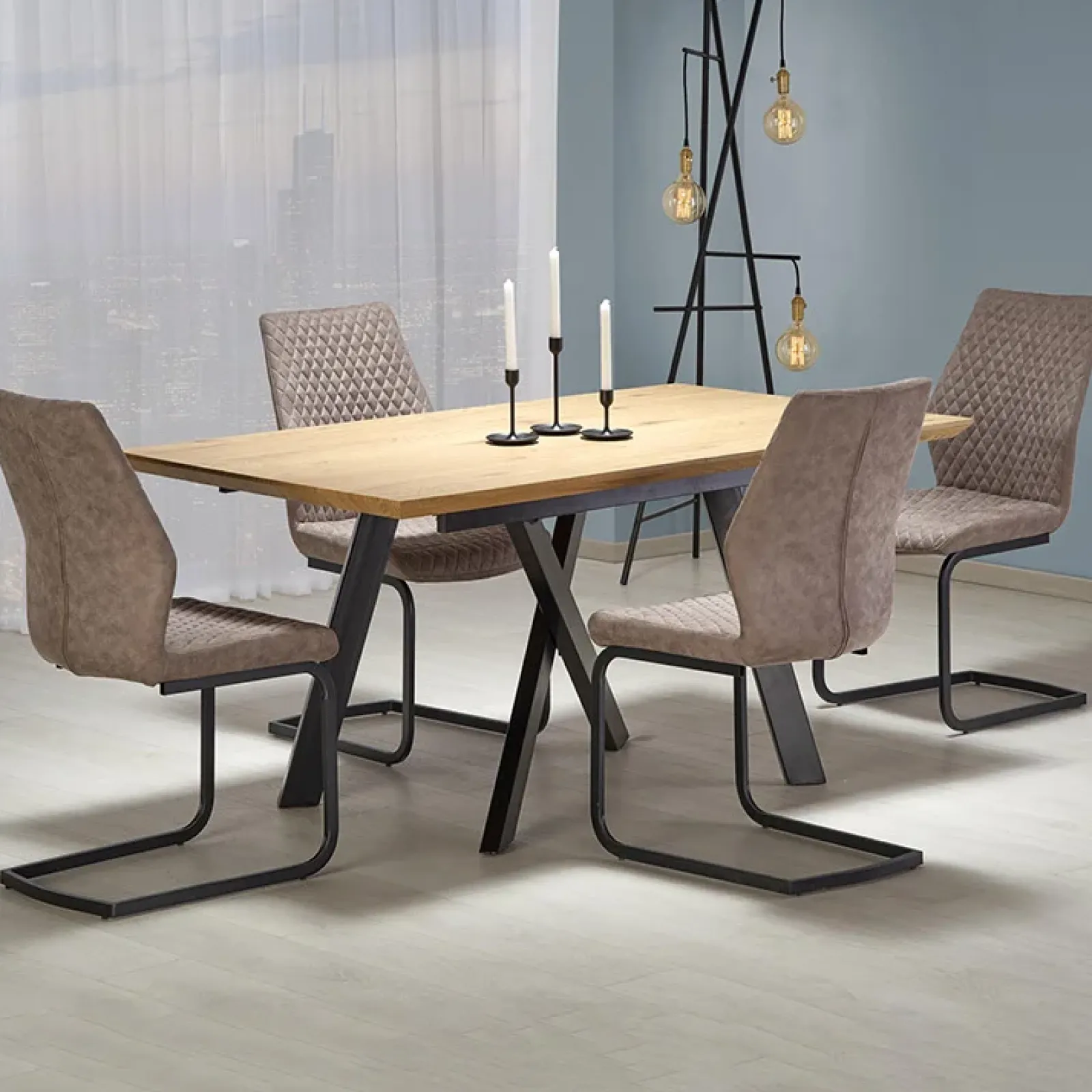 Garnero Arredamenti Tavoli In Legno|Tavoli Da Pranzo-Tavolo 160/200cm allungabile rovere acciaio nero Papavero Gihome®