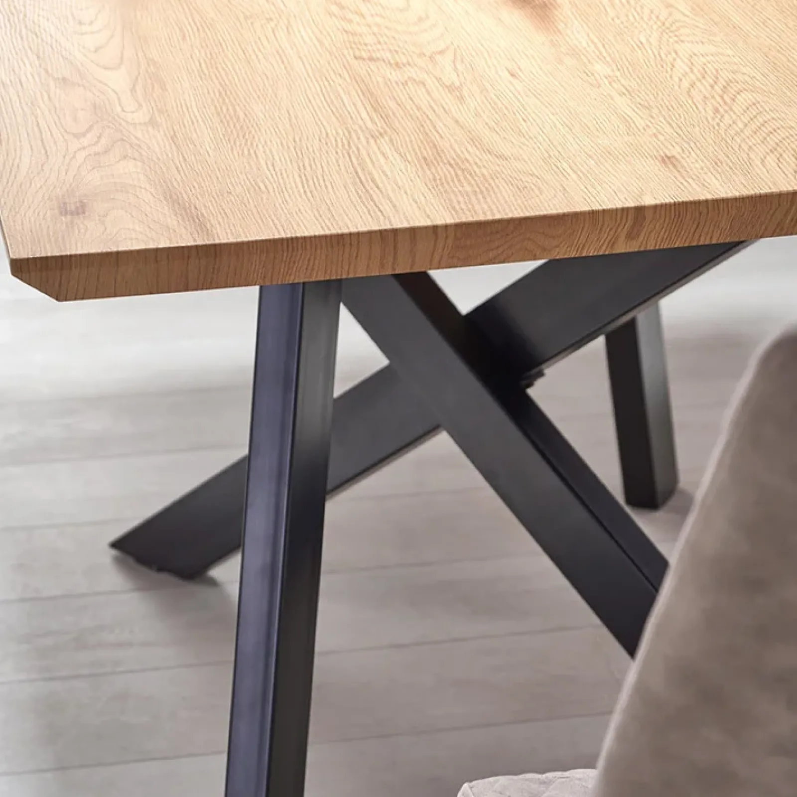 Garnero Arredamenti Tavoli In Legno|Tavoli Da Pranzo-Tavolo 160/200cm allungabile rovere acciaio nero Papavero Gihome®