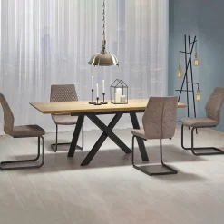 Garnero Arredamenti Tavoli In Legno|Tavoli Da Pranzo-Tavolo 160/200cm allungabile rovere acciaio nero Papavero Gihome®