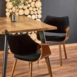 Garnero Arredamenti Tavoli In Legno|Tavoli Da Pranzo-Tavolo 150/210cm allungabile rovere naturale nero Locarno