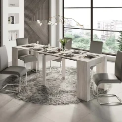 Garnero Arredamenti Consolle Allungabili|Consolle Allungabile-Tavolo 54/252cm consolle allungabile moderno Violette Bianco Frassinato