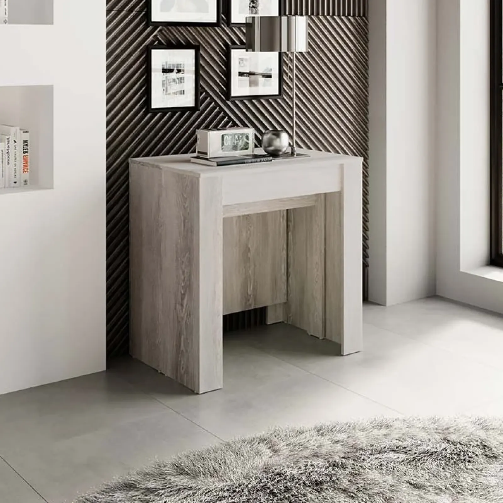 Garnero Arredamenti Consolle Allungabili|Consolle Allungabile-Tavolo 54/252cm consolle allungabile moderno Violette Bianco Frassinato