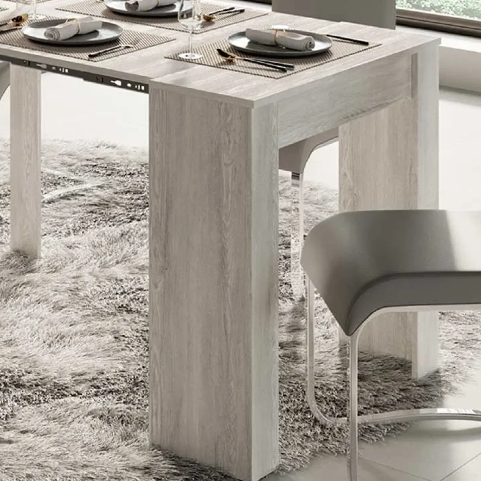 Garnero Arredamenti Consolle Allungabili|Consolle Allungabile-Tavolo 54/252cm consolle allungabile moderno Violette Bianco Frassinato