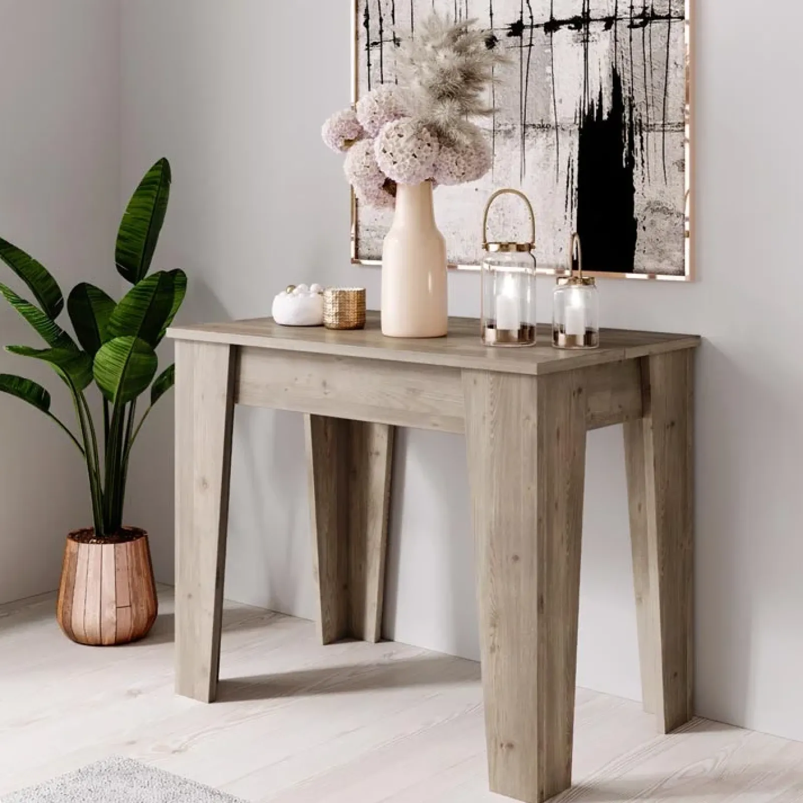 Garnero Arredamenti Consolle Allungabili|Consolle Allungabile-Tavolo 54/306cm consolle allungabile Grace Gihome® Rovere Scuro