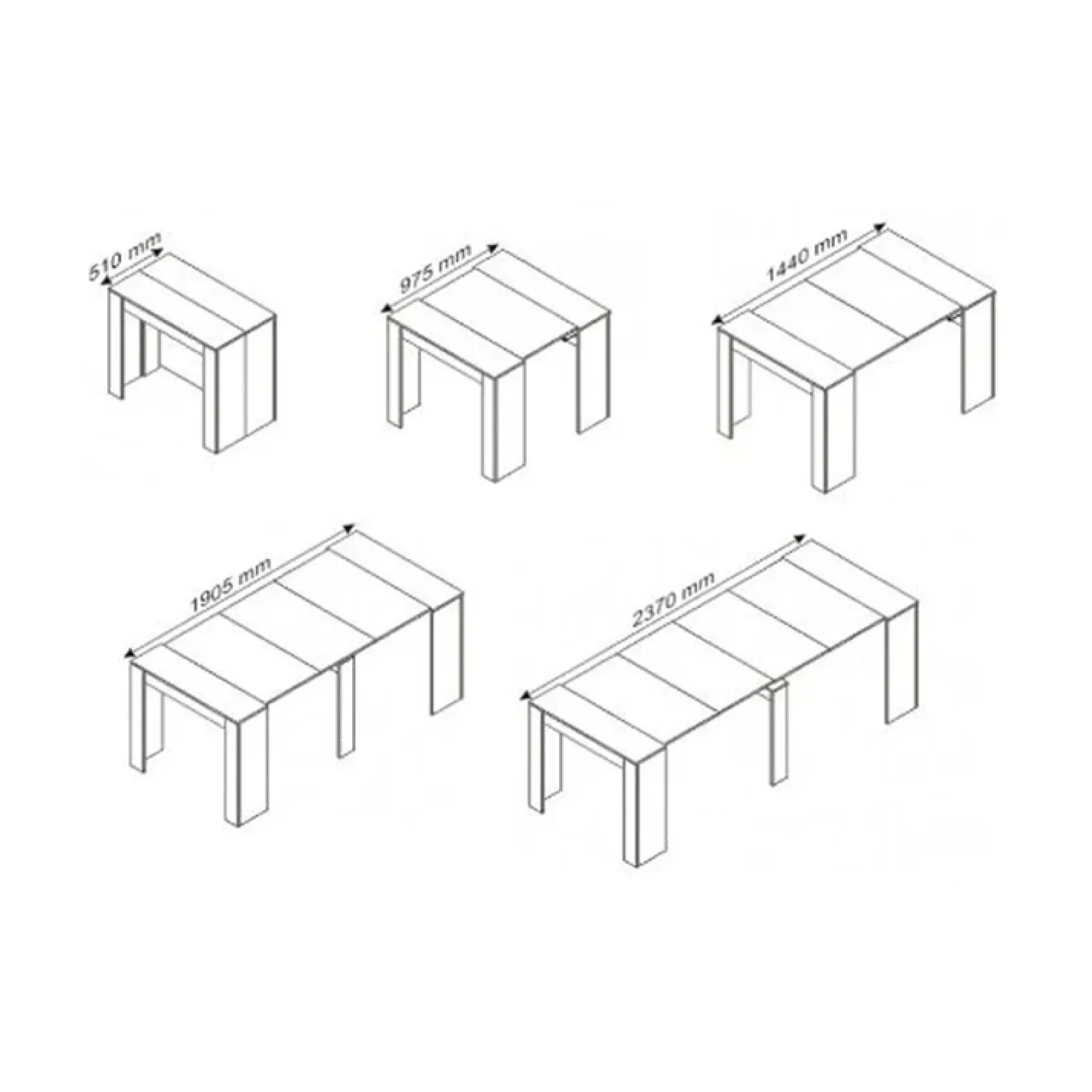 Garnero Arredamenti Consolle Allungabili|Consolle Allungabile-Tavolo 51/237cm consolle allungabile moderno bianco lucido Demetra