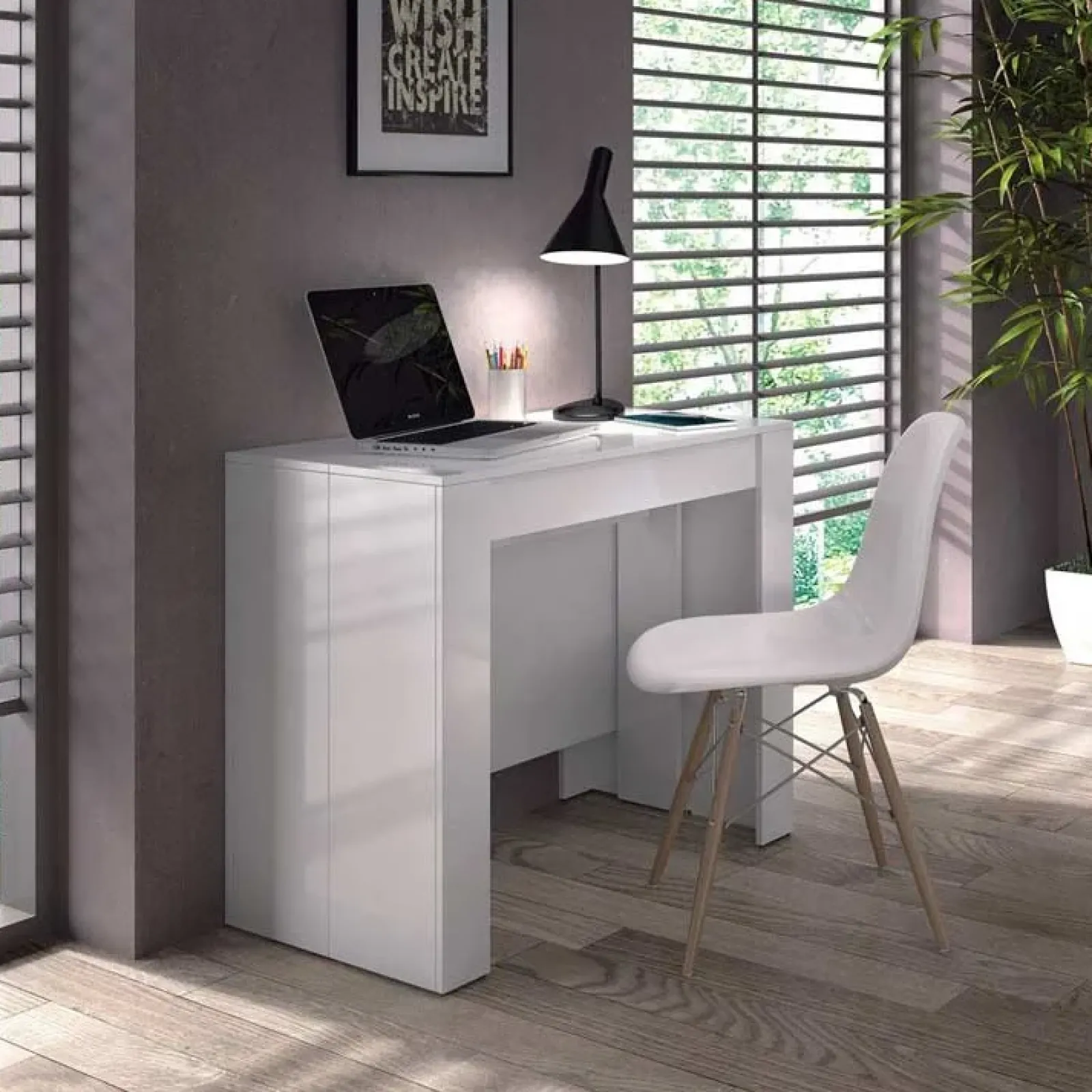 Garnero Arredamenti Consolle Allungabili|Consolle Allungabile-Tavolo 51/237cm consolle allungabile moderno bianco lucido Demetra