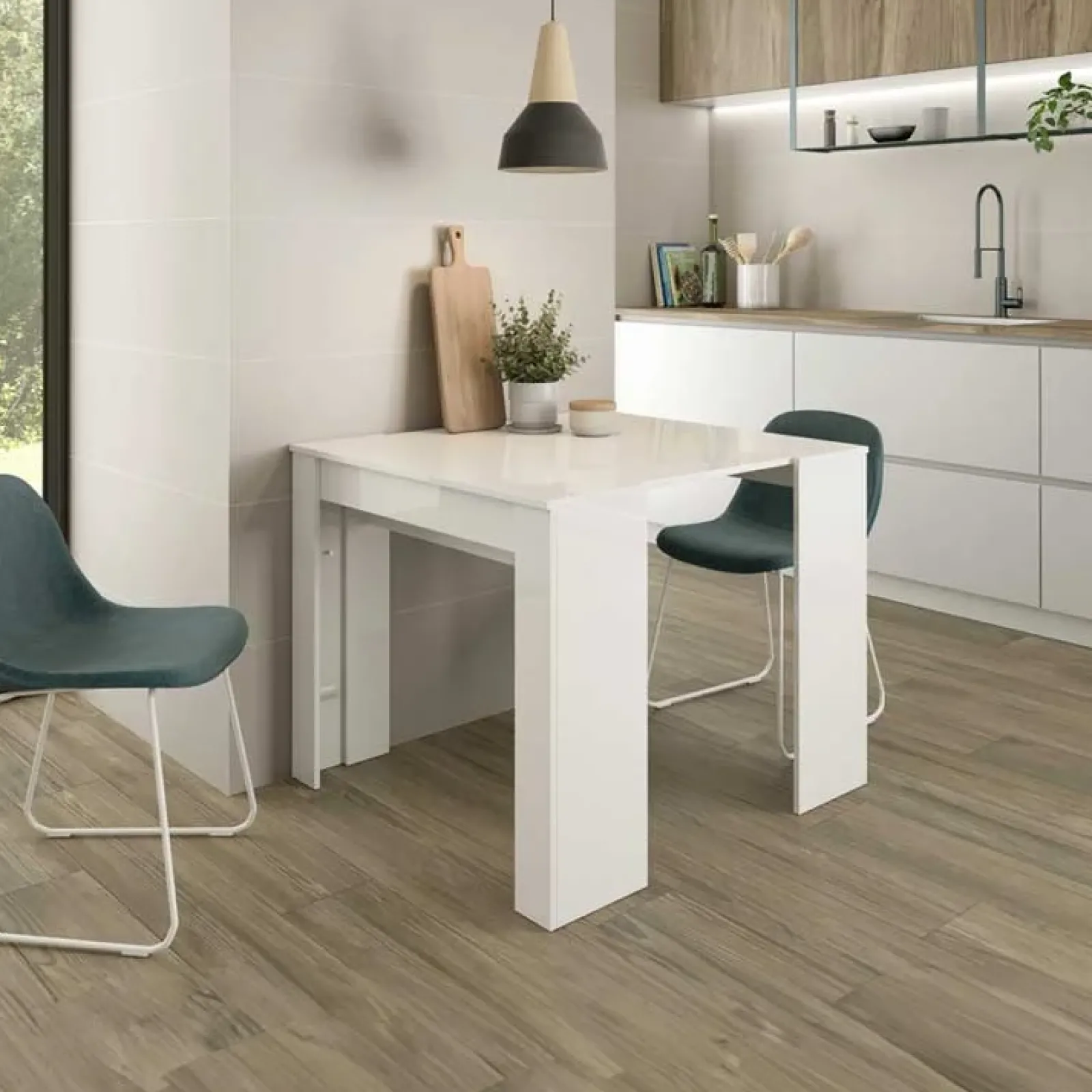 Garnero Arredamenti Consolle Allungabili|Consolle Allungabile-Tavolo 51/237cm consolle allungabile moderno bianco lucido Demetra