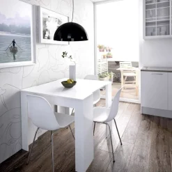 Garnero Arredamenti Consolle Allungabili|Consolle Allungabile-Tavolo 51/237cm consolle allungabile moderno bianco lucido Demetra