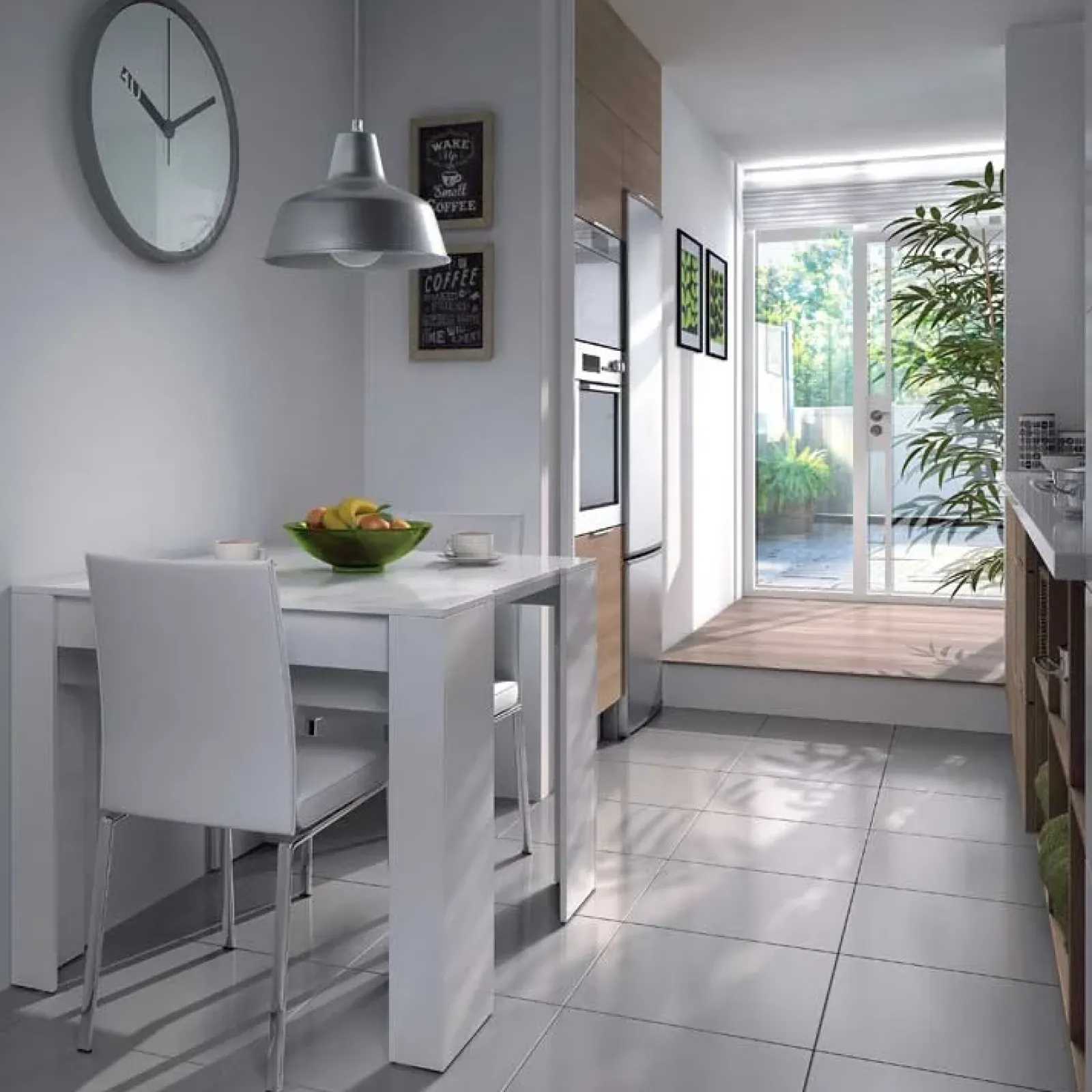 Garnero Arredamenti Consolle Allungabili|Consolle Allungabile-Tavolo 51/237cm consolle allungabile moderno bianco lucido Demetra