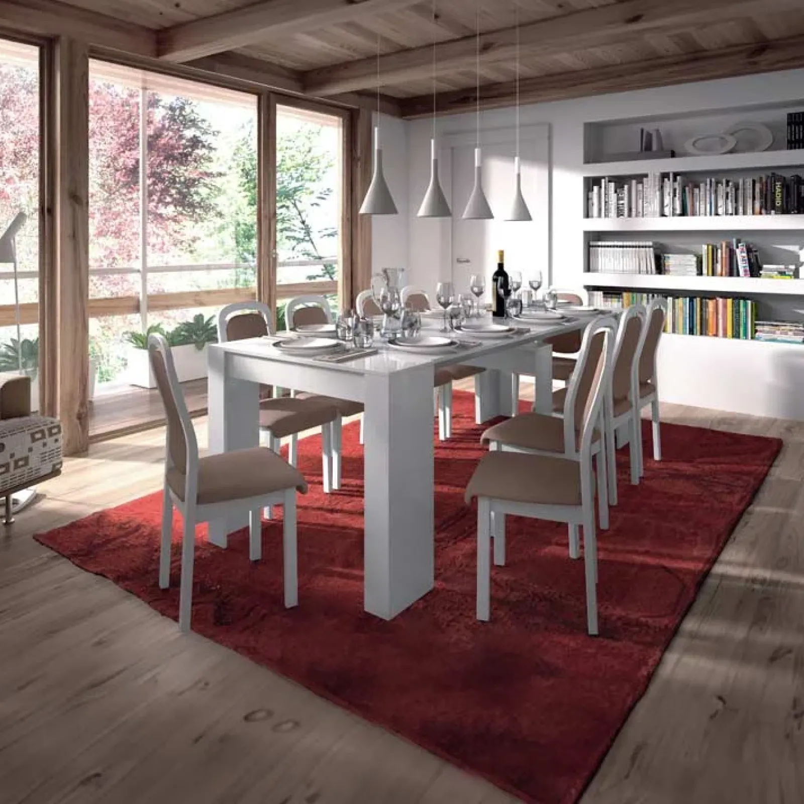 Garnero Arredamenti Consolle Allungabili|Consolle Allungabile-Tavolo 51/237cm consolle allungabile moderno bianco lucido Demetra