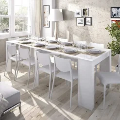 Garnero Arredamenti Consolle Allungabili|Consolle Allungabile-Tavolo 51/237cm consolle allungabile moderno bianco lucido Demetra