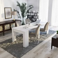 Garnero Arredamenti Consolle Allungabili|Consolle Allungabile-Tavolo 52/238cm consolle allungabile moderno Virginia Bianco Opaco