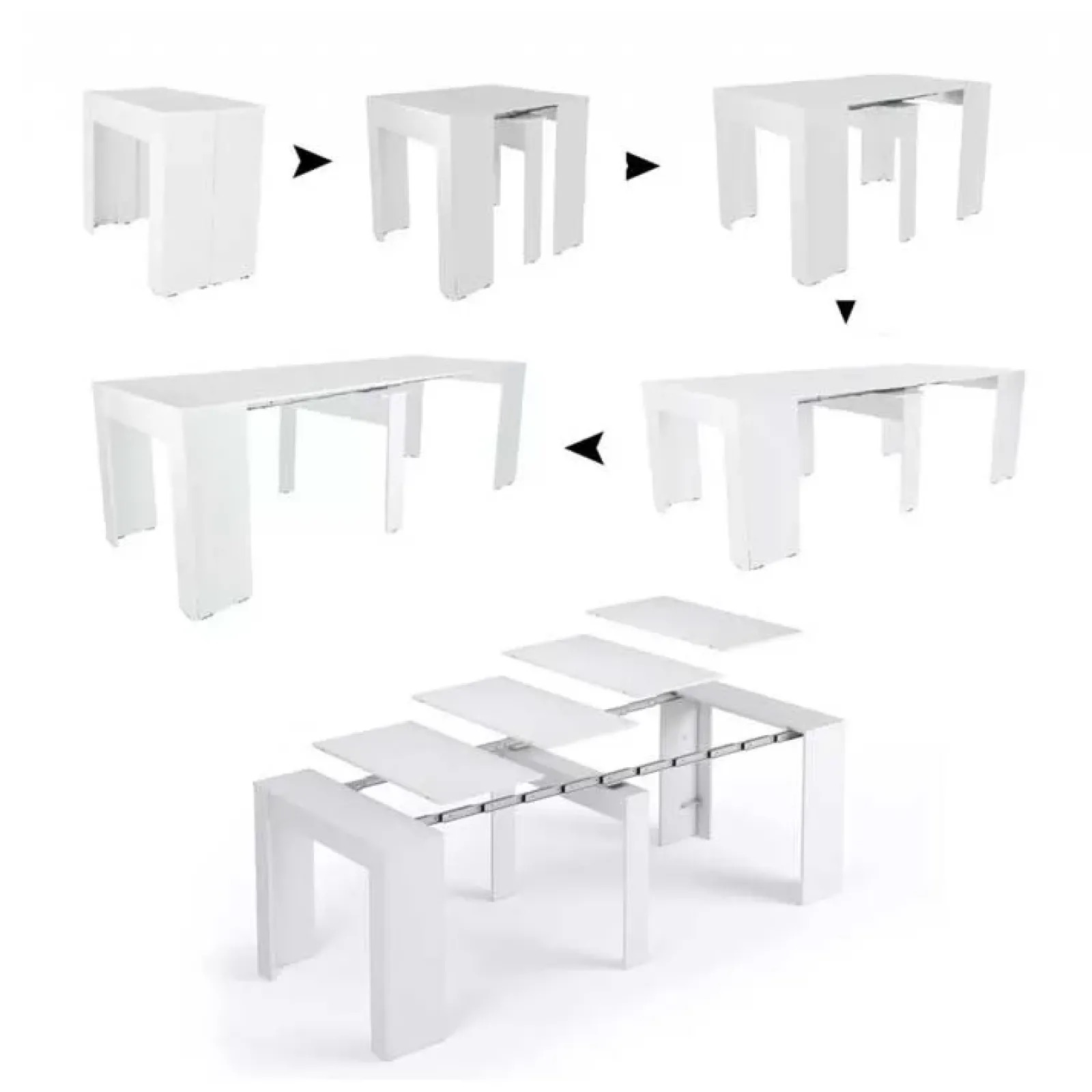 Garnero Arredamenti Consolle Allungabili|Consolle Allungabile-Tavolo 52/238cm consolle allungabile moderno Virginia Bianco Opaco