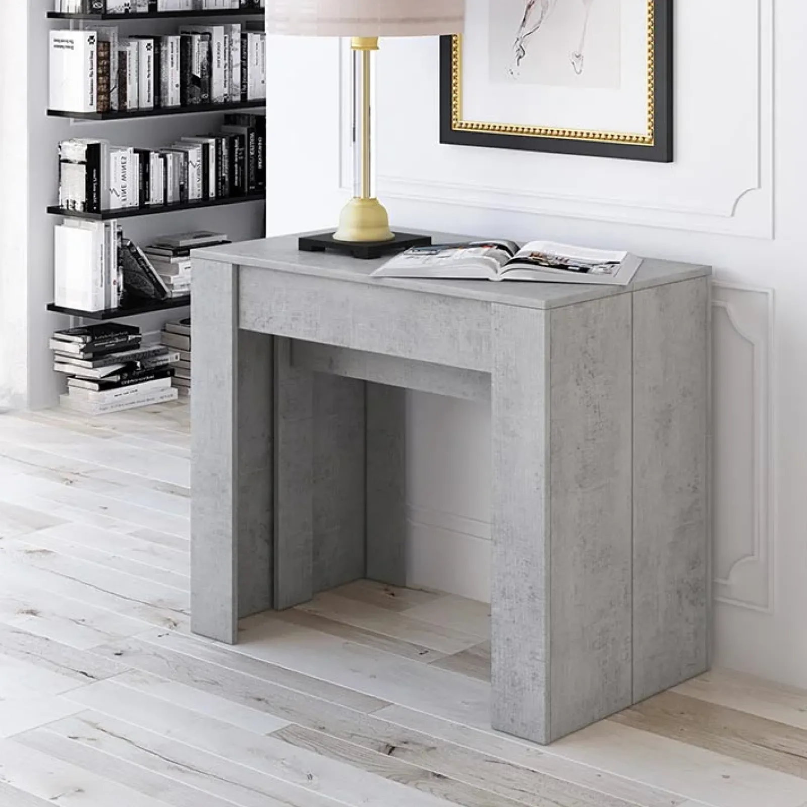 Garnero Arredamenti Consolle Allungabili|Consolle Allungabile-Tavolo 52/238cm consolle allungabile grigio Virginia Cemento