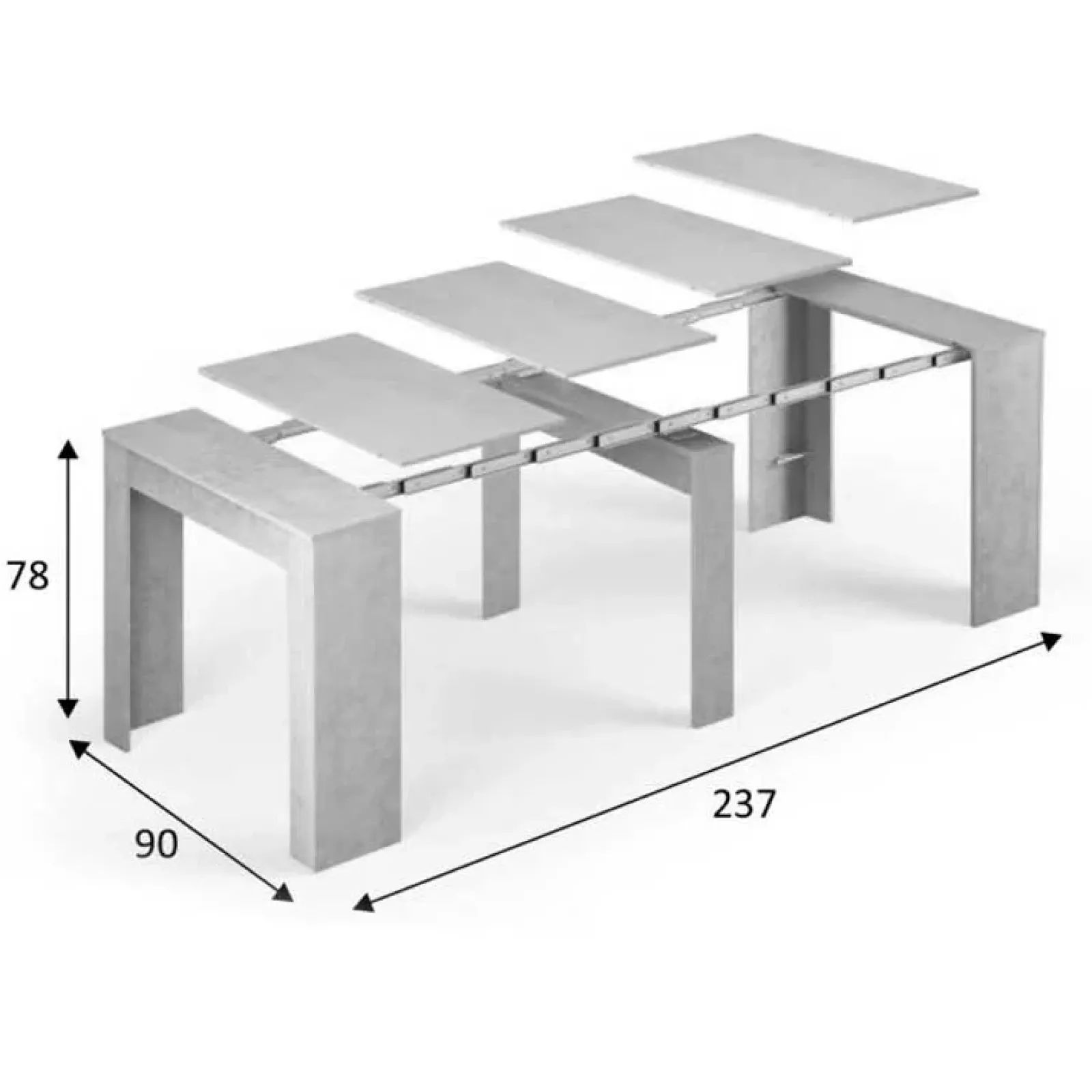 Garnero Arredamenti Consolle Allungabili|Consolle Allungabile-Tavolo 52/238cm consolle allungabile grigio Virginia Cemento