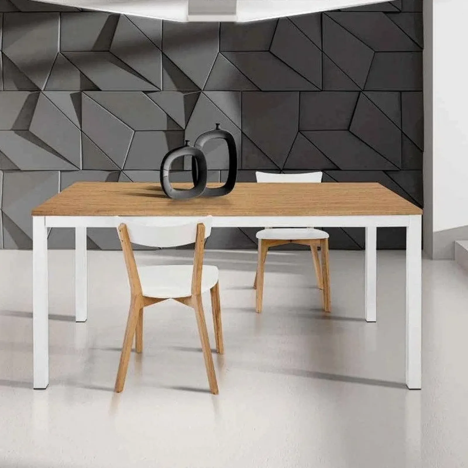 Garnero Arredamenti Tavoli Da Pranzo|Tavoli Allungabili-Tavolo 120/170cm da pranzo allungabile rovere naturale bianco Mark Rovere - Bianco