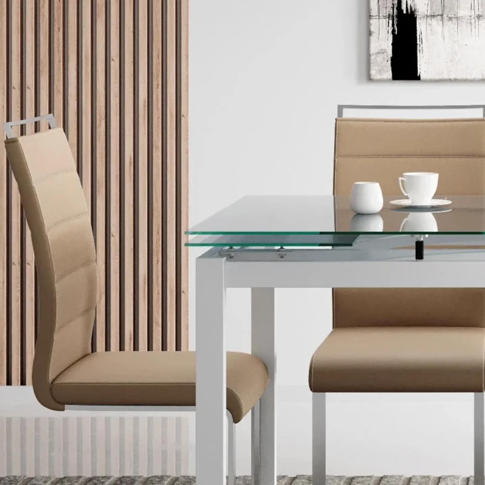 Garnero Arredamenti Tavoli In Vetro|Tavoli Da Pranzo-Tavolo 110/170cm in vetro allungabile moderno Liem Gihome® Bianco