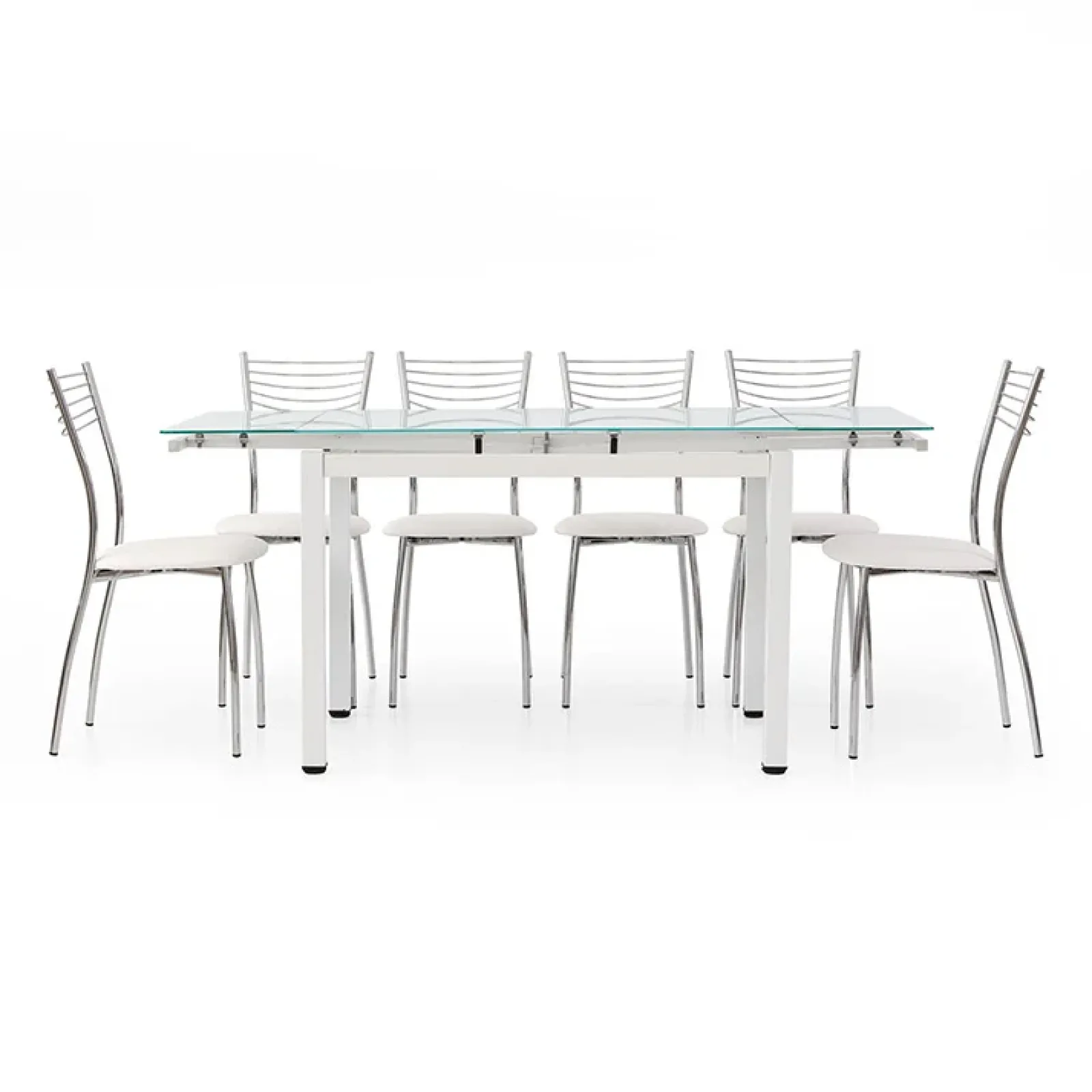 Garnero Arredamenti Tavoli In Vetro|Tavoli Da Pranzo-Tavolo 110/170cm in vetro allungabile moderno Liem Gihome® Bianco