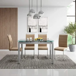 Garnero Arredamenti Tavoli In Vetro|Tavoli Da Pranzo-Tavolo 110/170cm in vetro allungabile metallo Liem Gihome® Grigio