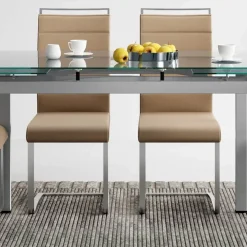 Garnero Arredamenti Tavoli In Vetro|Tavoli Da Pranzo-Tavolo 110/170cm in vetro allungabile metallo Liem Gihome® Grigio