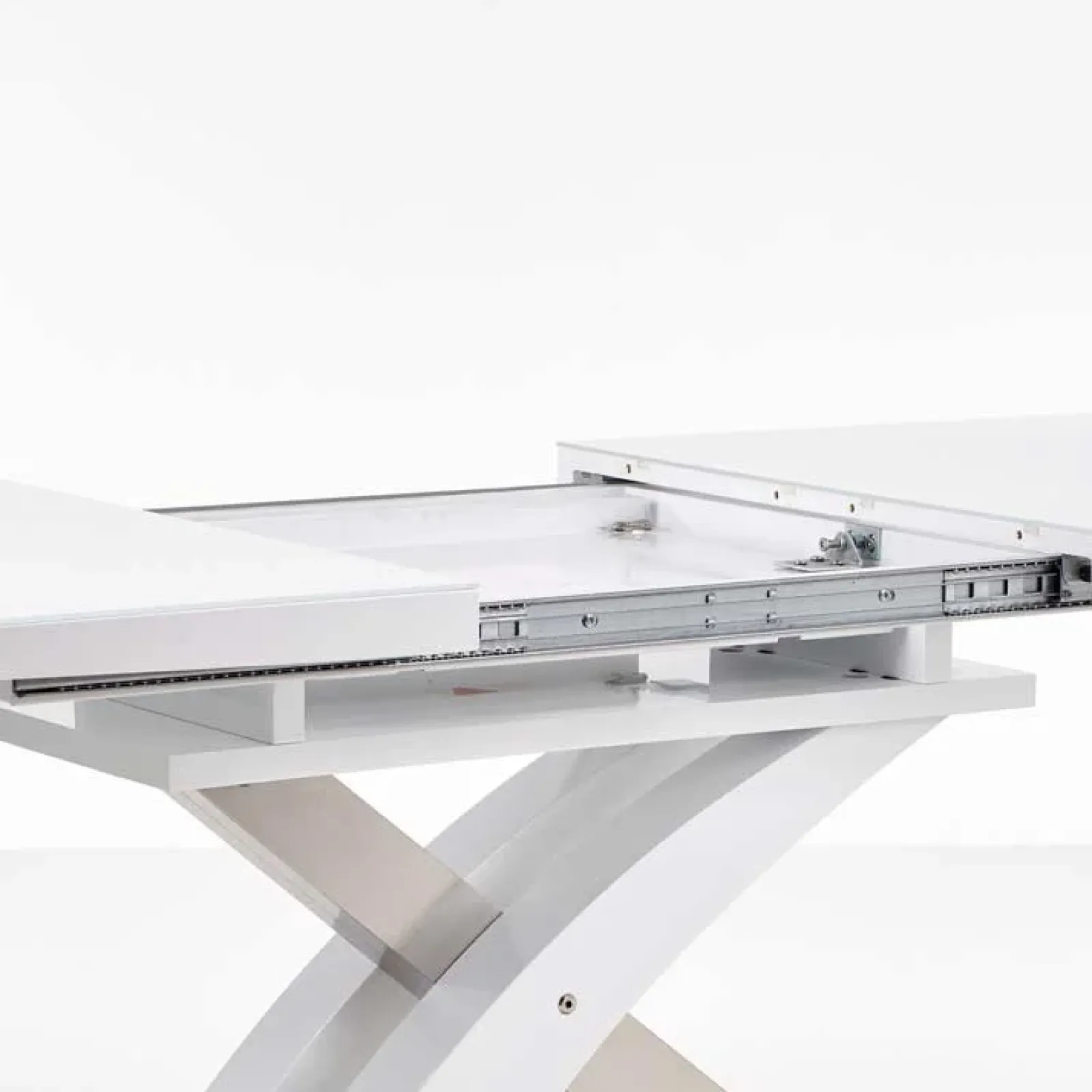 Garnero Arredamenti Tavoli In Vetro|Tavoli Da Pranzo-Tavolo 160/220cm in vetro allungabile bianco lucido Iride Gihome® Bianco Lucido - Grigio