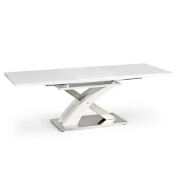 Garnero Arredamenti Tavoli In Vetro|Tavoli Da Pranzo-Tavolo 160/220cm in vetro allungabile bianco lucido Iride Gihome® Bianco Lucido - Grigio