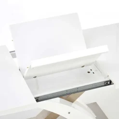 Garnero Arredamenti Tavoli In Vetro|Tavoli Da Pranzo-Tavolo 160/220cm in vetro allungabile bianco lucido Iride Gihome® Bianco Lucido - Grigio