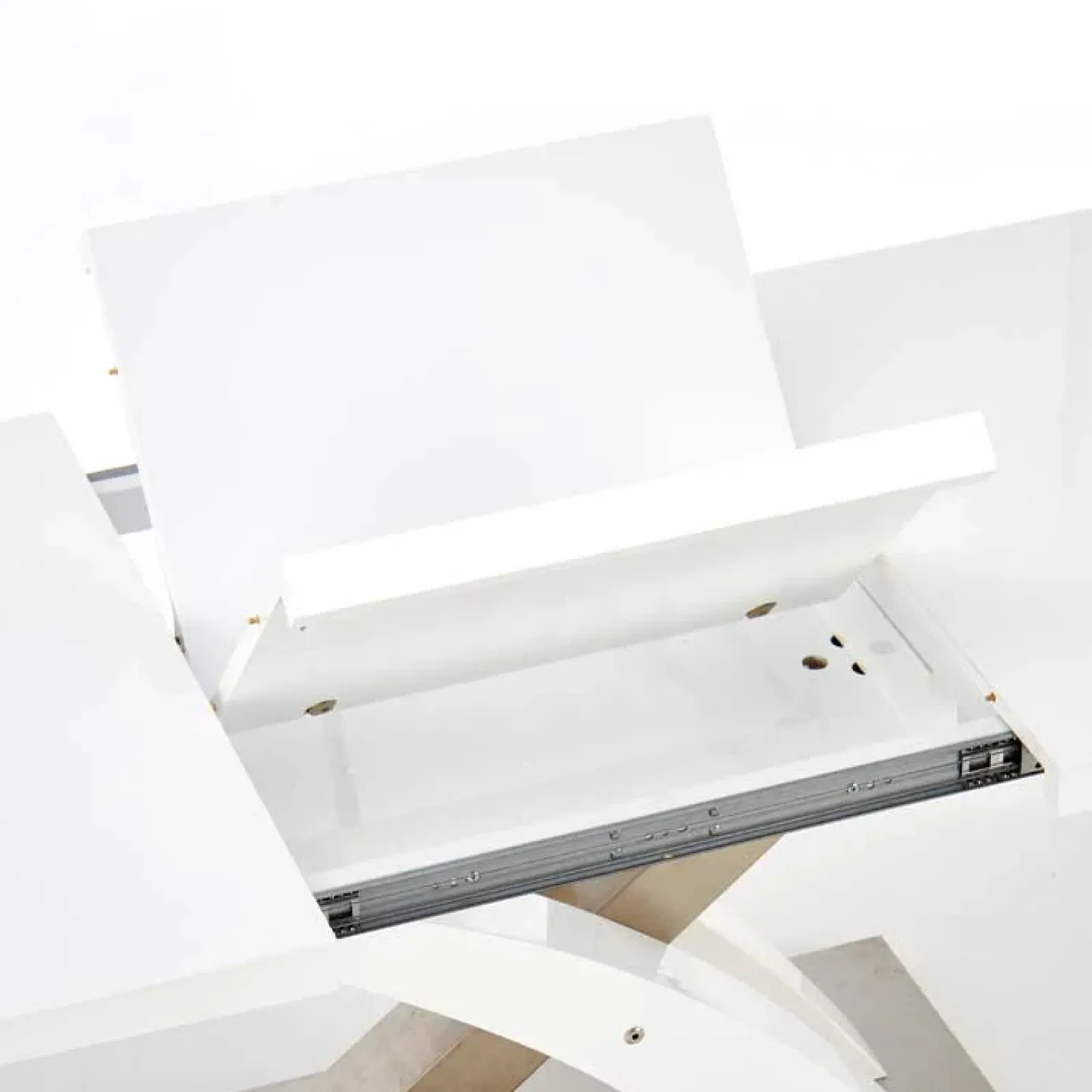 Garnero Arredamenti Tavoli In Vetro|Tavoli Da Pranzo-Tavolo 160/220cm in vetro allungabile bianco lucido Iride Gihome® Bianco Lucido - Grigio