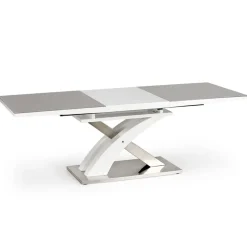 Garnero Arredamenti Tavoli In Legno|Tavoli Da Pranzo-Tavolo 160/220cm in vetro allungabile grigio bianco Iride Gihome® Bianco Opaco - Grigio