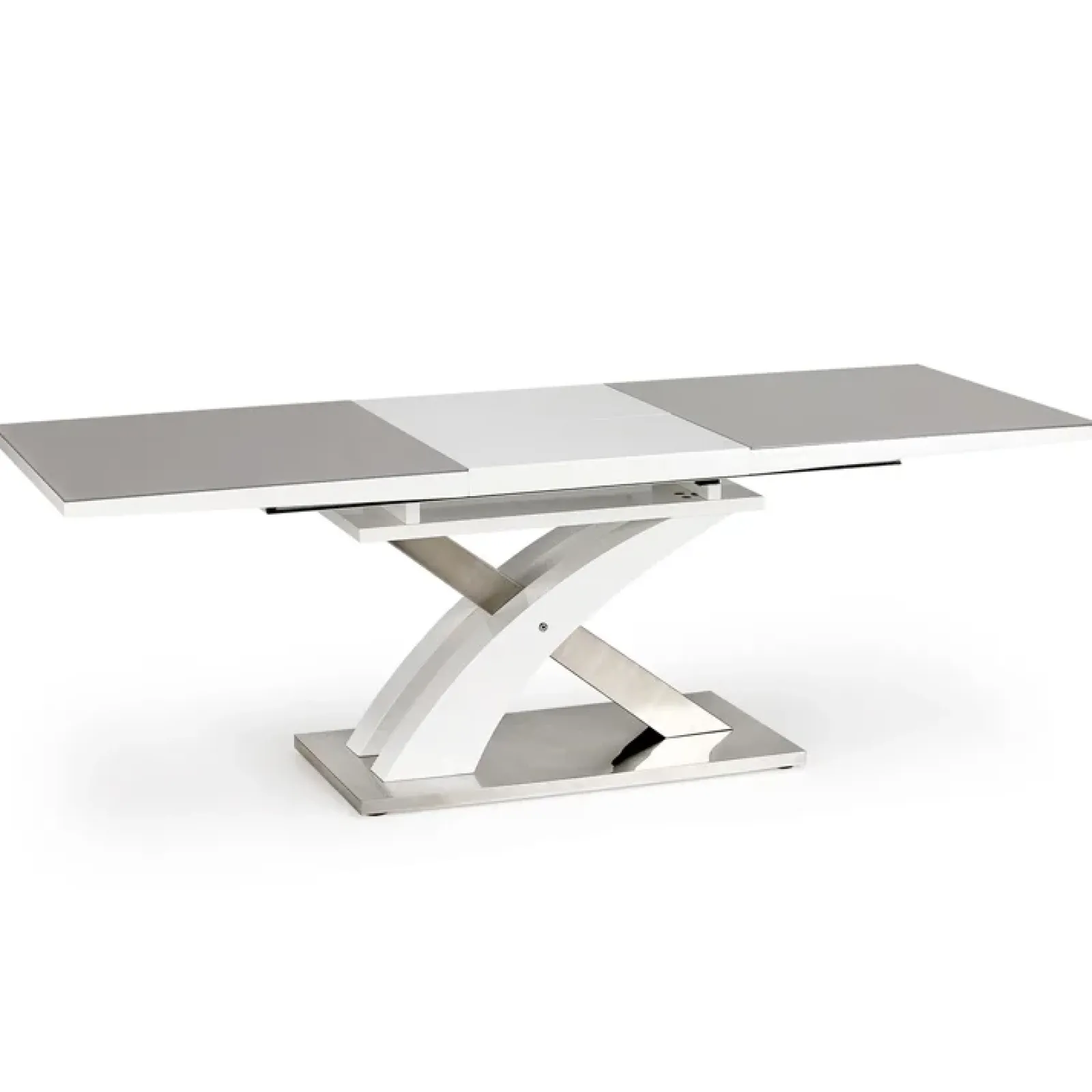 Garnero Arredamenti Tavoli In Legno|Tavoli Da Pranzo-Tavolo 160/220cm in vetro allungabile grigio bianco Iride Gihome® Bianco Opaco - Grigio