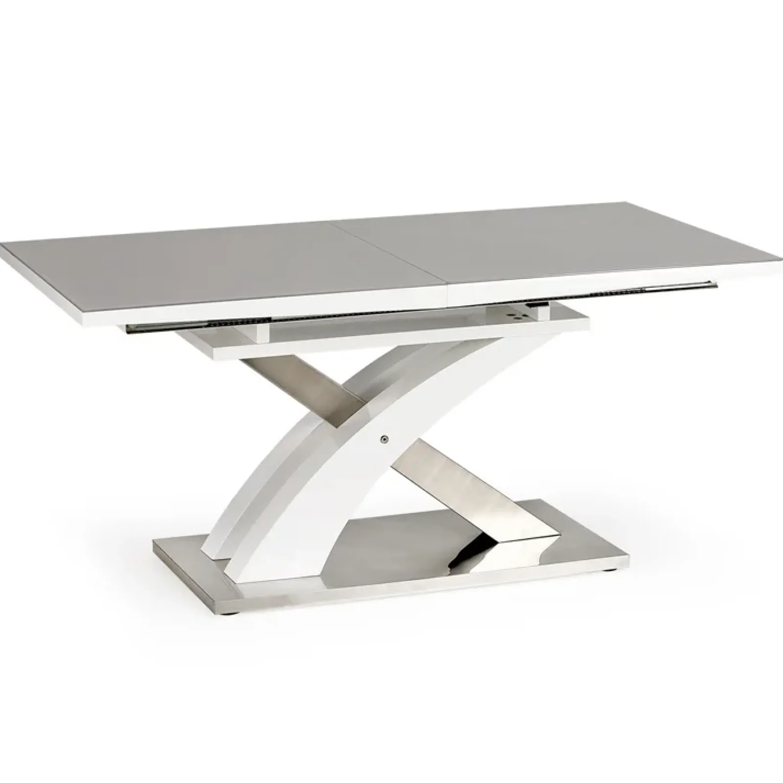 Garnero Arredamenti Tavoli In Legno|Tavoli Da Pranzo-Tavolo 160/220cm in vetro allungabile grigio bianco Iride Gihome® Bianco Opaco - Grigio