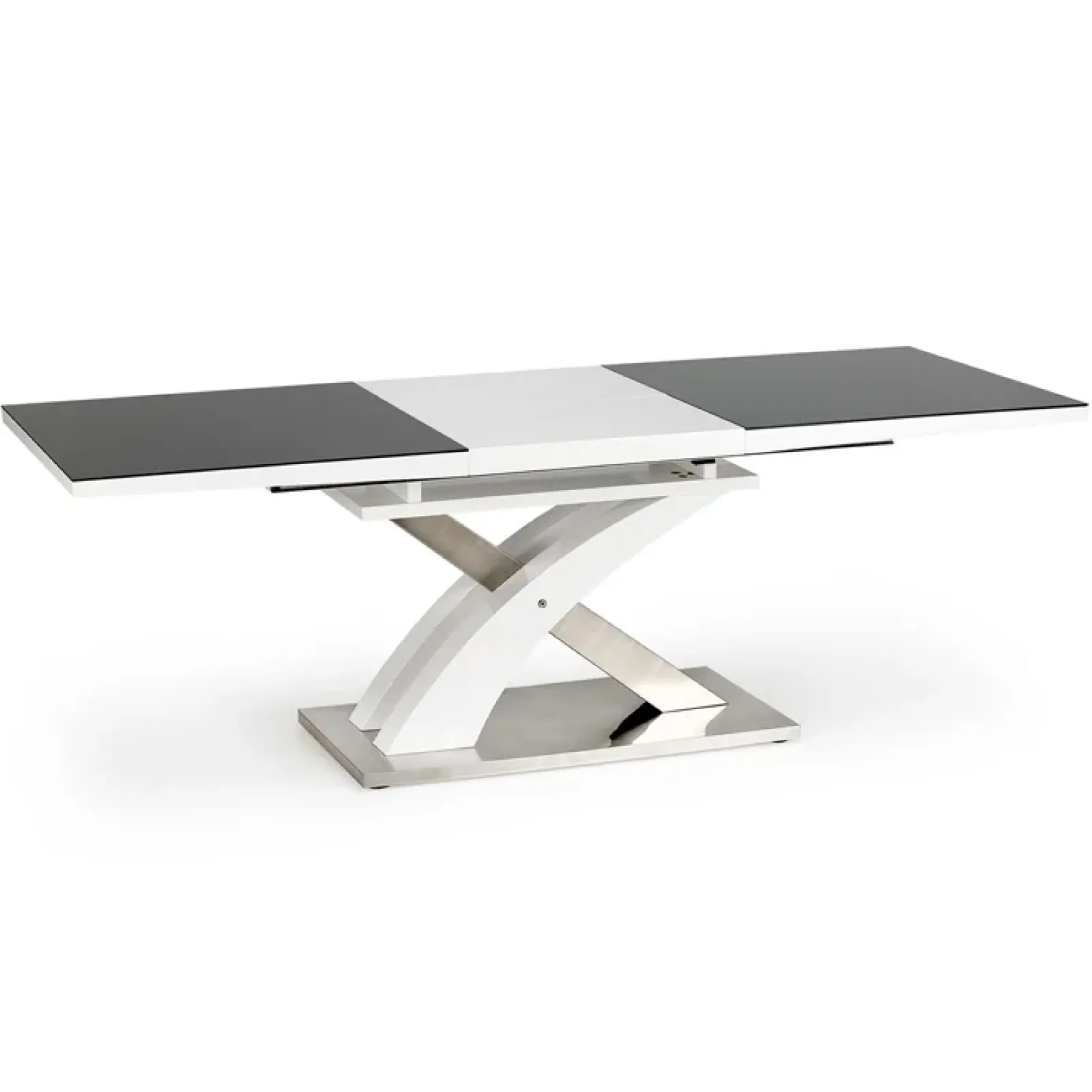 Garnero Arredamenti Tavoli In Legno|Tavoli Da Pranzo-Tavolo 160/220cm in vetro allungabile nero bianco Iride Gihome® Nero Lucido - Bianco opaco